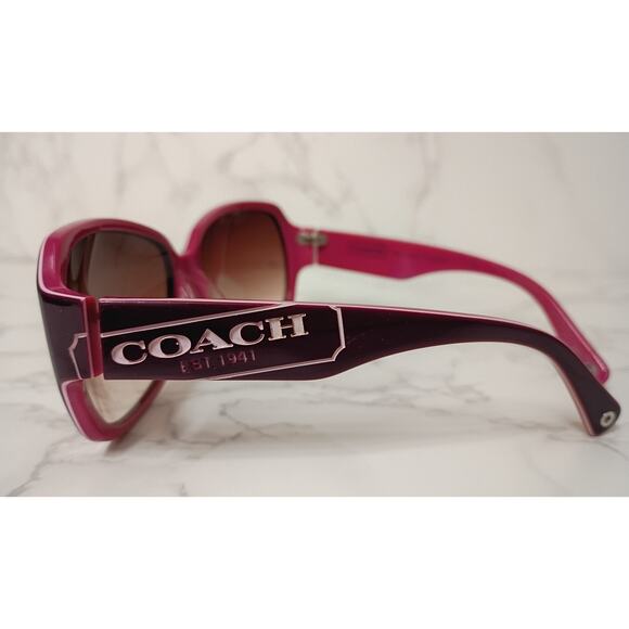 Coach Accessories - COACH Side Logo Square Bordeaux & Pink Sunglasses with Case